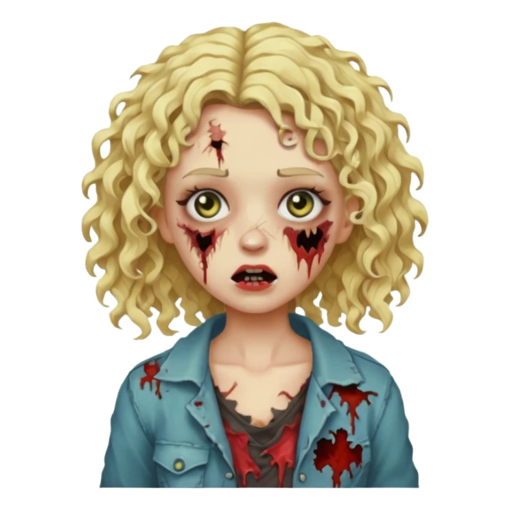 girl zombie with curly blonde hair  sticker
