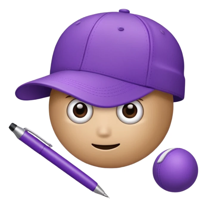 A plastic brown ball cap and the long rectangle purple. (With a pen) And looks like a BFDI style sticker