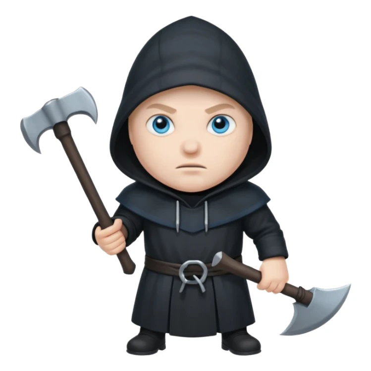 an executioner with a black hood so we can't see his face but only his eyes and an axe in his hand sticker
