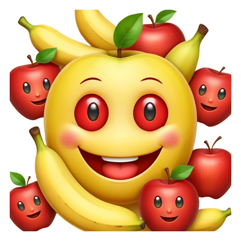 smiley face with apples as eyes and a banana as the mouth sticker