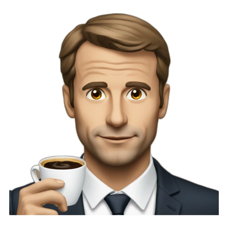 macron avec un café sticker