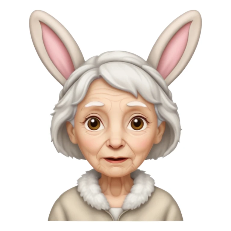old woman with bunny ears sticker