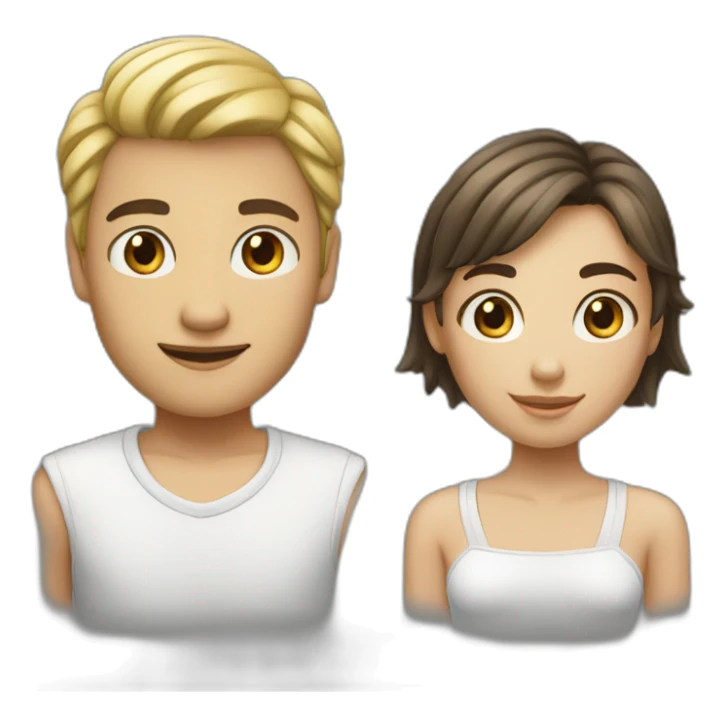 tall boy and short girl white color skin sticker