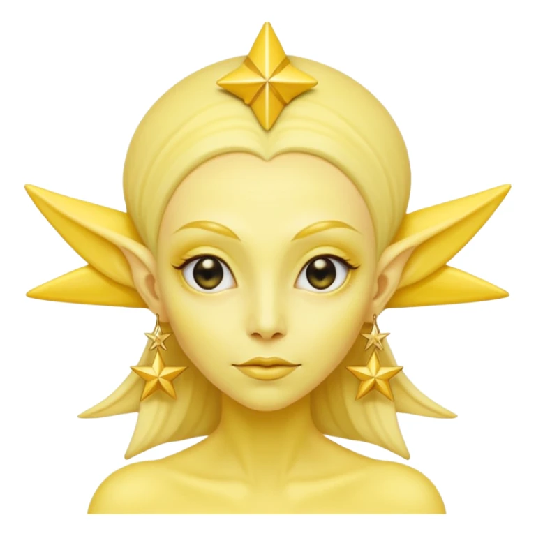 yellow alien woman with golden star earrings sticker