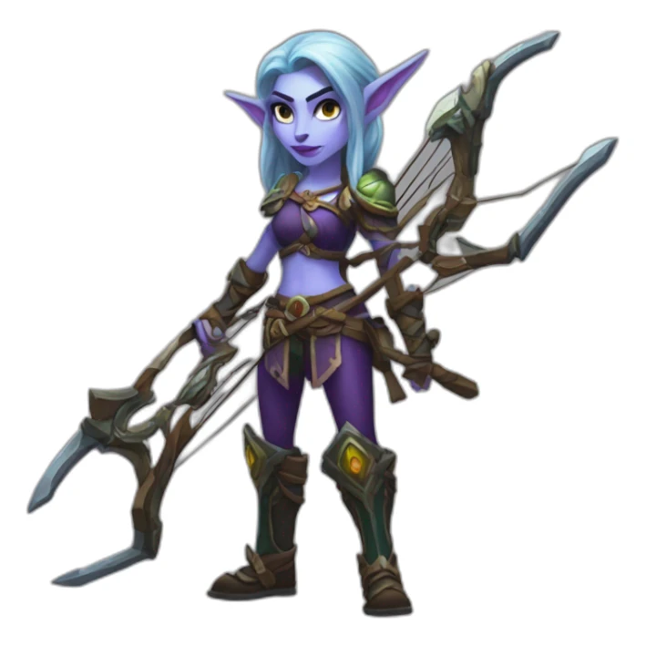warcraft night elf hunter female holding crossbow sticker