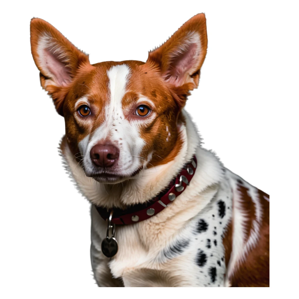 head shot of red heeler cattle dog with distinctive red speckled coat sticker