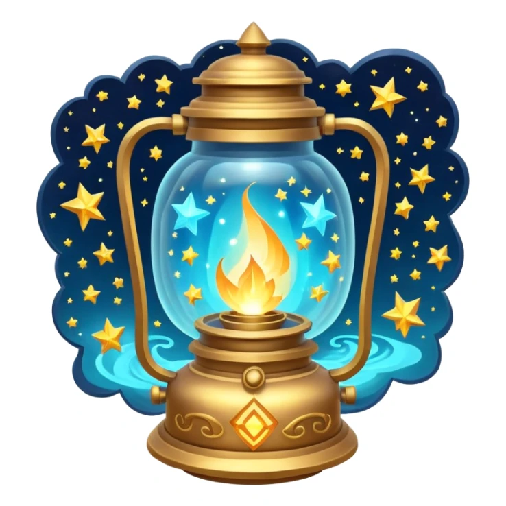 cosmic magic lantern object icon, floating lantern with arcane energy, swirling stars inside, glowing ancient runes, epic fantasy aura, 3D cartoon, mobile game icon style, centered, clean background, no text, no watermark
 sticker