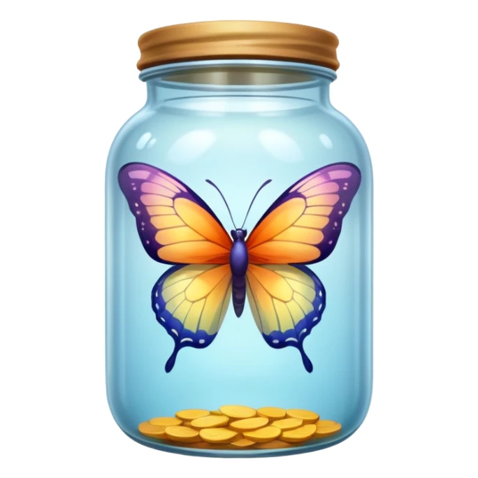 A translucid butterfly traped in a jar sticker