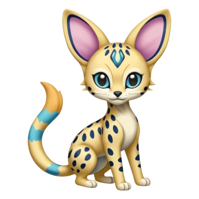 Colorful Marked Randomly Patterned Exotic Meloetta-Serval-Cresselia-Palkia-Stitch-Fakémon-creature-hybrid sticker