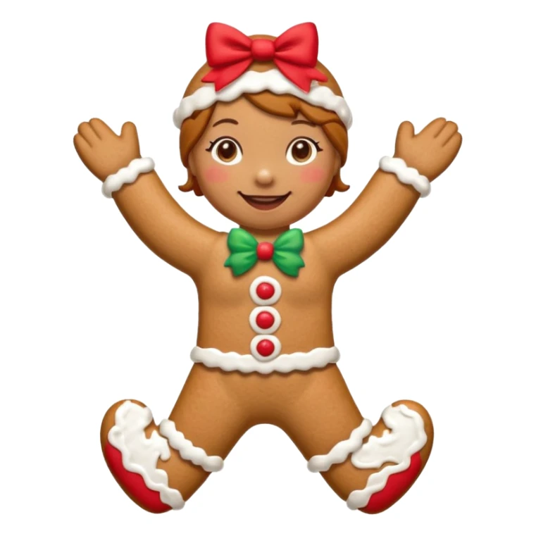Christmas cookie with arms and legs and red bow on her head sticker