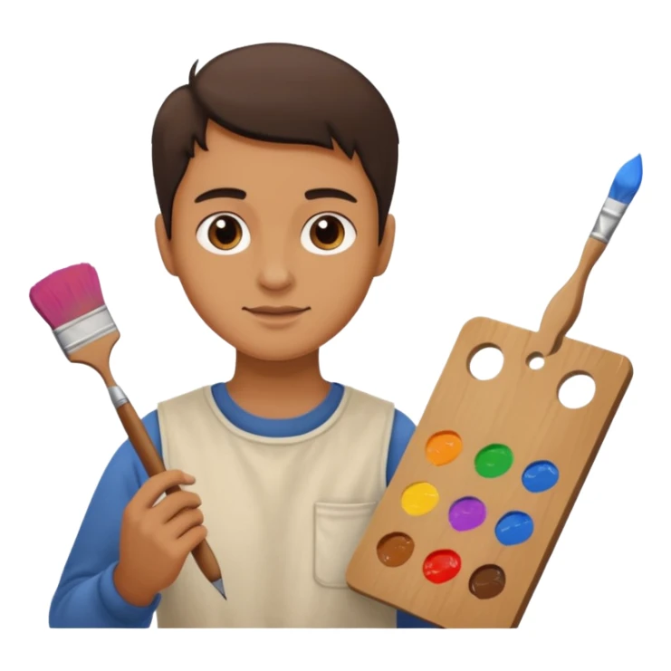 person restoring old painting. sticker