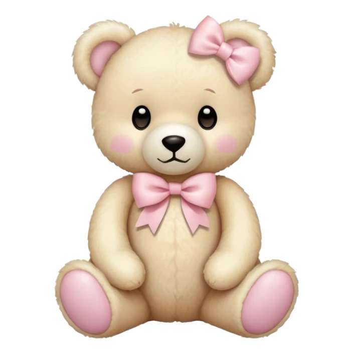 cream colored teddy bear with pastel pink bow sticker