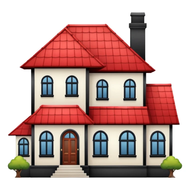 a house with Tall crooked building with red roof.

 sticker