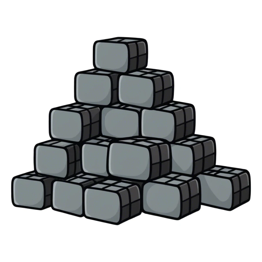Pile of coal briquettes, solid fuel sticker