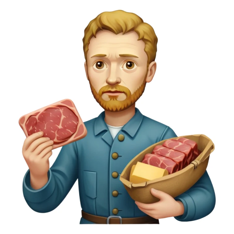 portrait of van gogh with spam meat sticker