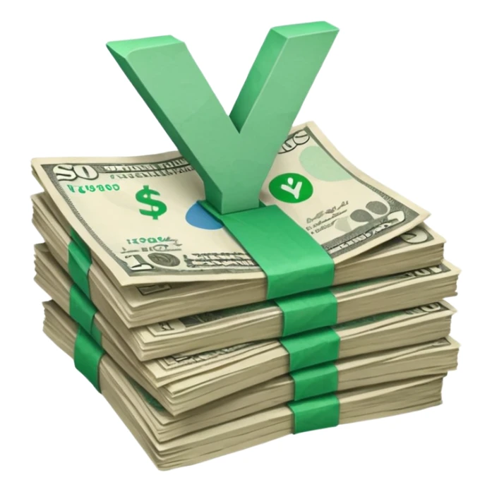 stack of bills facing up with green tick in the background sticker