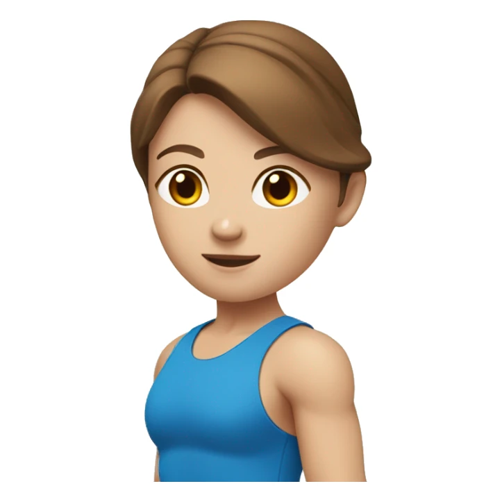 Sport exercise one white girl with brown hair in blue costume  sticker