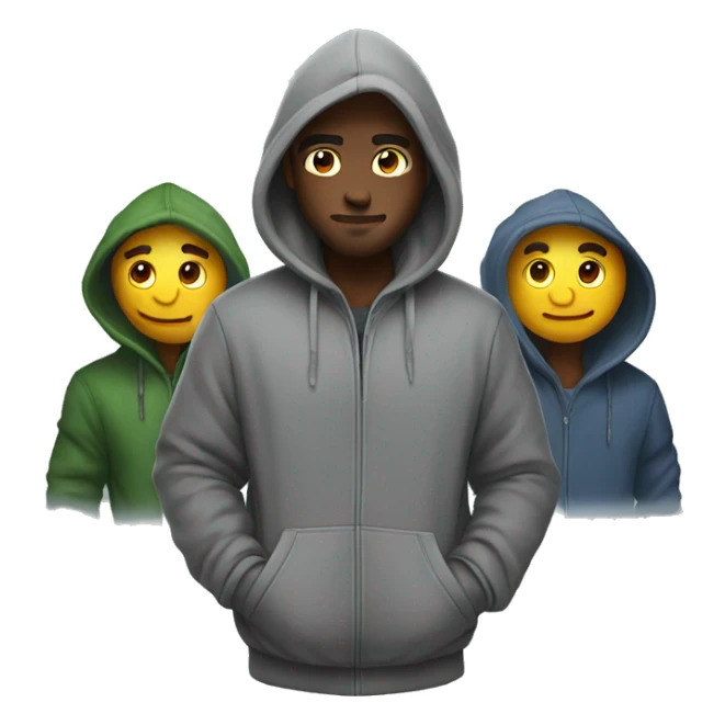 Guys with four hoodies on freezing sticker