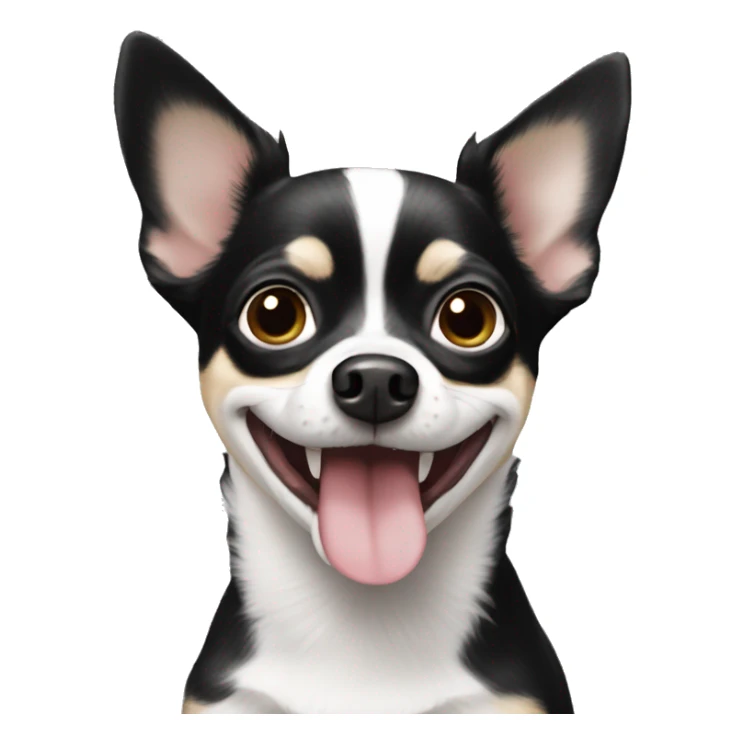 black and white chihuahua smiling sticker
