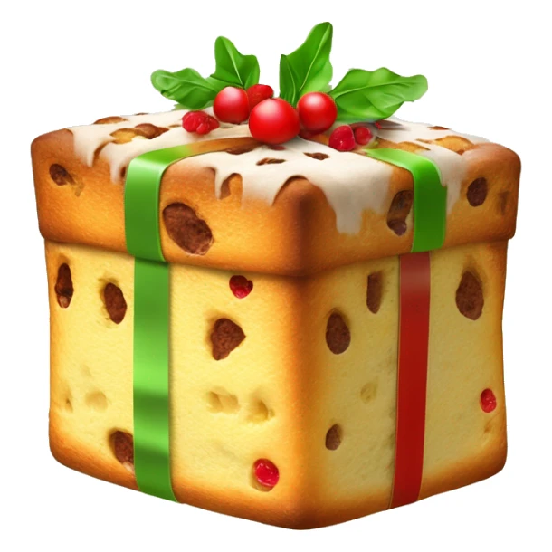 un panettone, tradicionalmente decorado con frutas confitadas verdes y rojas y pasas. sticker