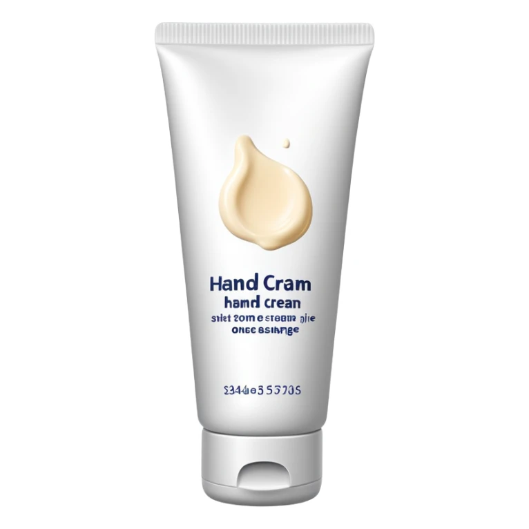 used tube of hand cream, slightly squeezed, cap off, some cream visible sticker