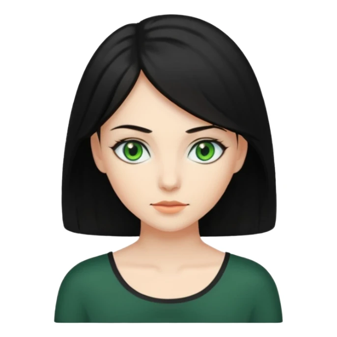 Yeşil gözlü siyah  omuz hizasında saçlı kadın sticker