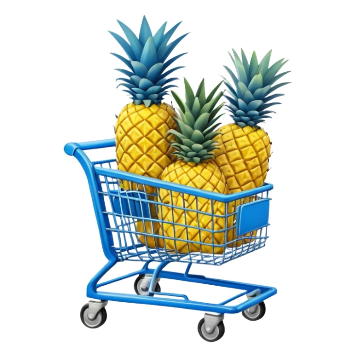 pineapples in a blue Shopping cart  sticker
