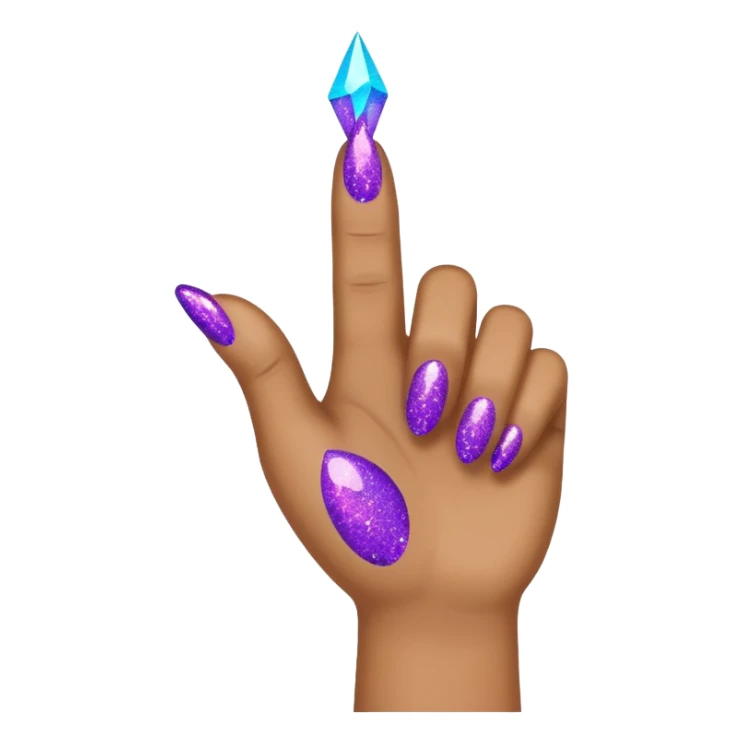 Glitter Roxo e Ciano Mão apontando para direita sticker