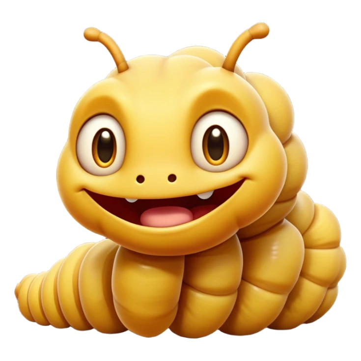 Cinematic Cheeky Caterpillar Portrait Emoji, Head tilted dramatically with an exaggeratedly surprised expression, featuring a tiny, wiggly body with wide, comically expressive eyes full of playful wonder and animated, curving segments, Simplified yet hilariously expressive features, highly detailed, glowing with a slightly sassy natural glow, high shine, dramatic yet playful, stylized with an air of cheeky woodland mischief, soft glowing outline, capturing the essence of a meme-worthy caterpillar that looks ready to wiggle its way into viral fame! sticker