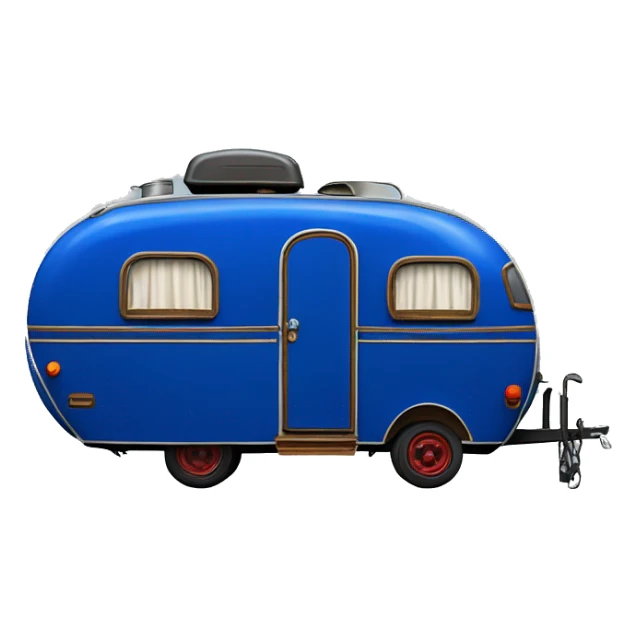 Realistic cobalt blue vintage round gypsy caravan wagon camper sticker