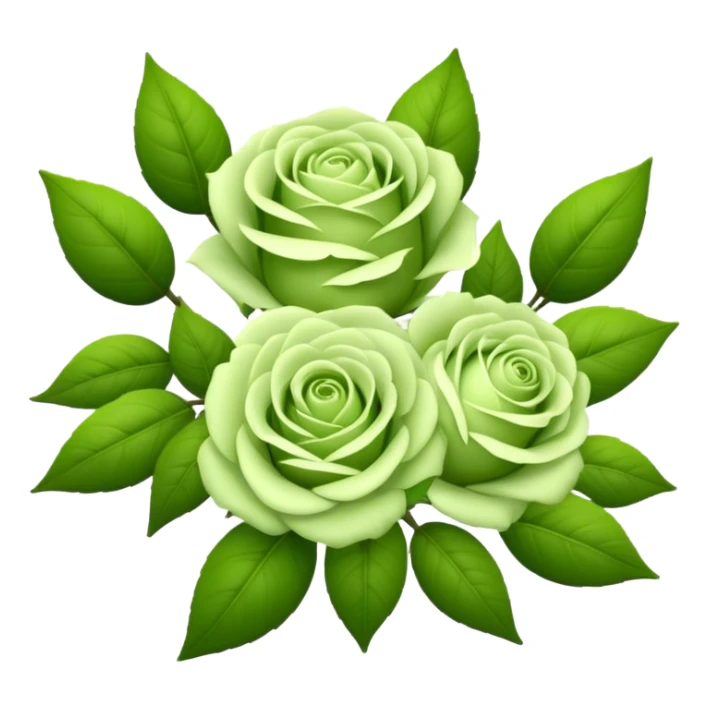 big bouquet Soft Green Tea Rose, luxuriant, leaf, bud sticker