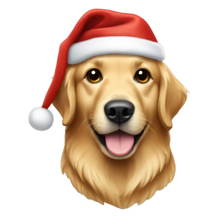 golden retriever wearing christmas hat sticker
