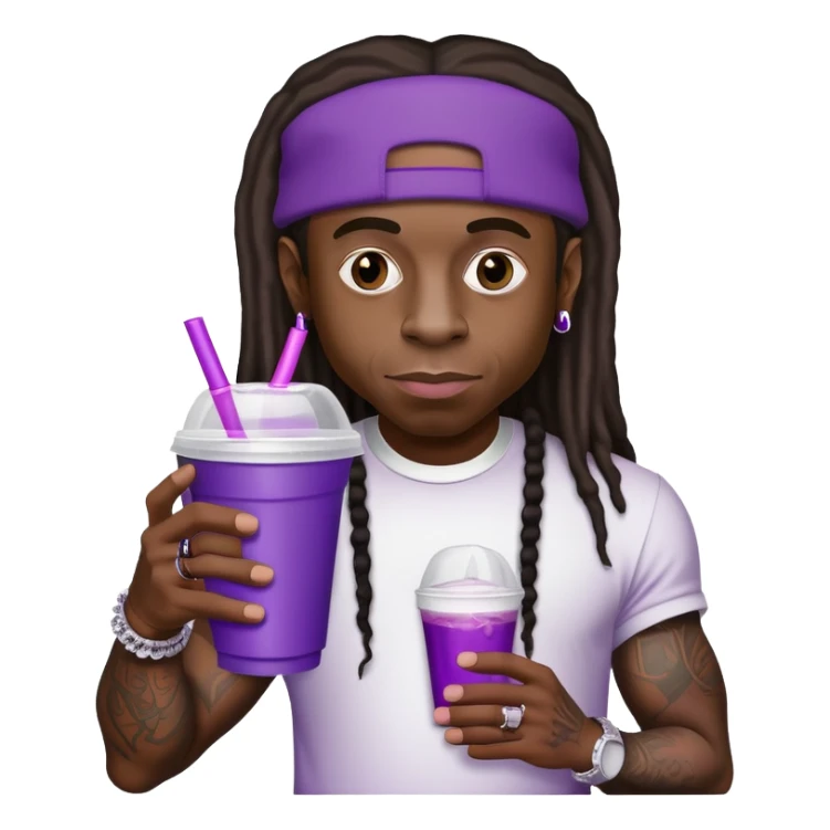 lil wayne holding a double styrofoam cup with purple drink inside sticker