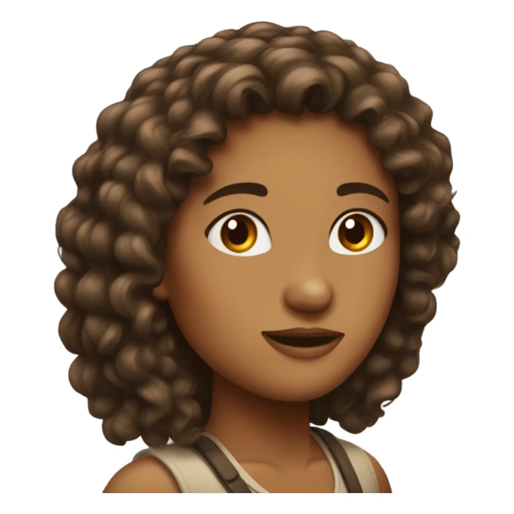 Femme avec des cheveux bouclés brun foncé très long  sticker