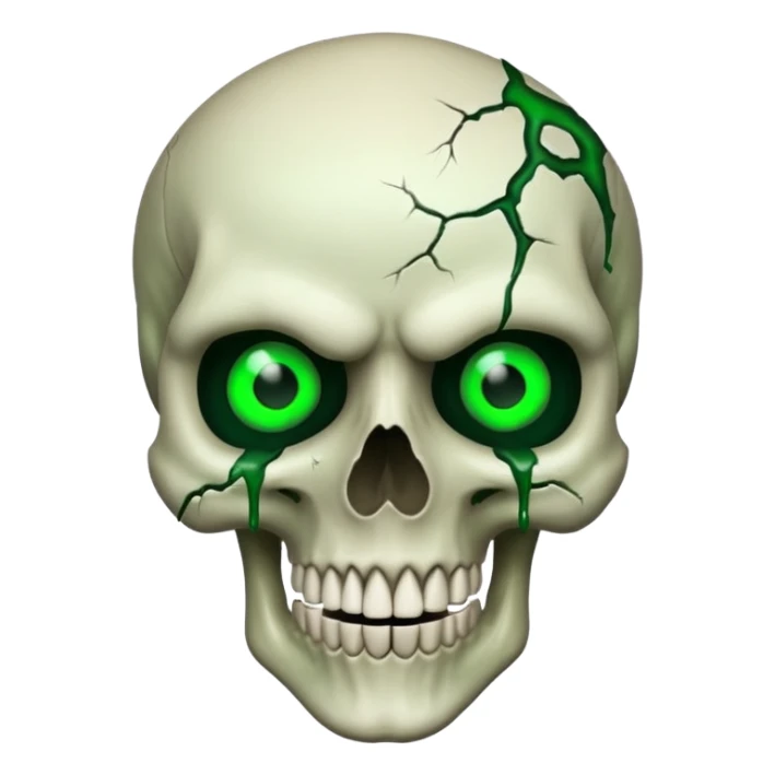 Bleeding skull with glowing green eyes and a sinister smile sticker
