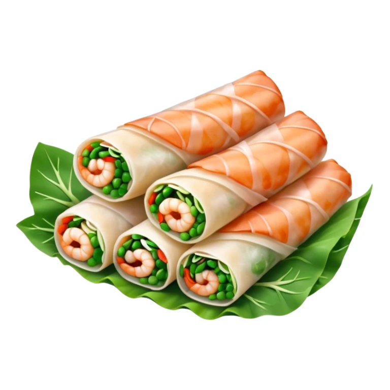 Vietnamese spring roll with a shrimp and green onion sticker