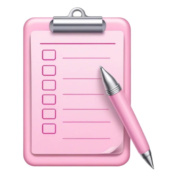 Light pink to do list with pen sticker