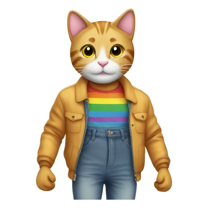 happy gay cat on a clothing shopping spree sticker