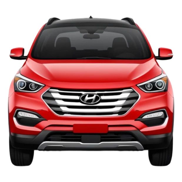 Red Hyundai Santa Fe sport suv black interior front view sticker