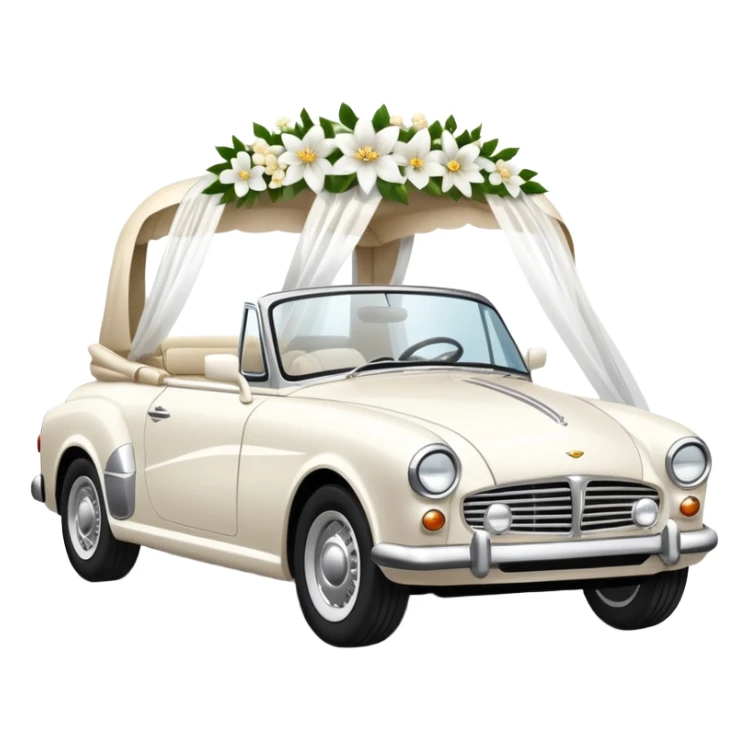 Luxury convertible car with wedding decorations, in profile sticker