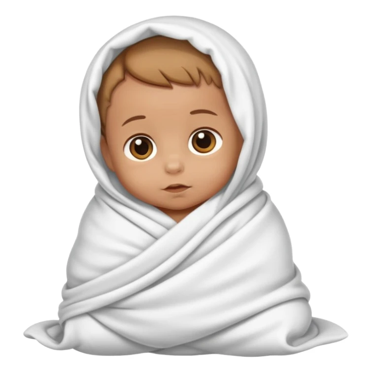 tanned baby swaddled in a white blanket sticker