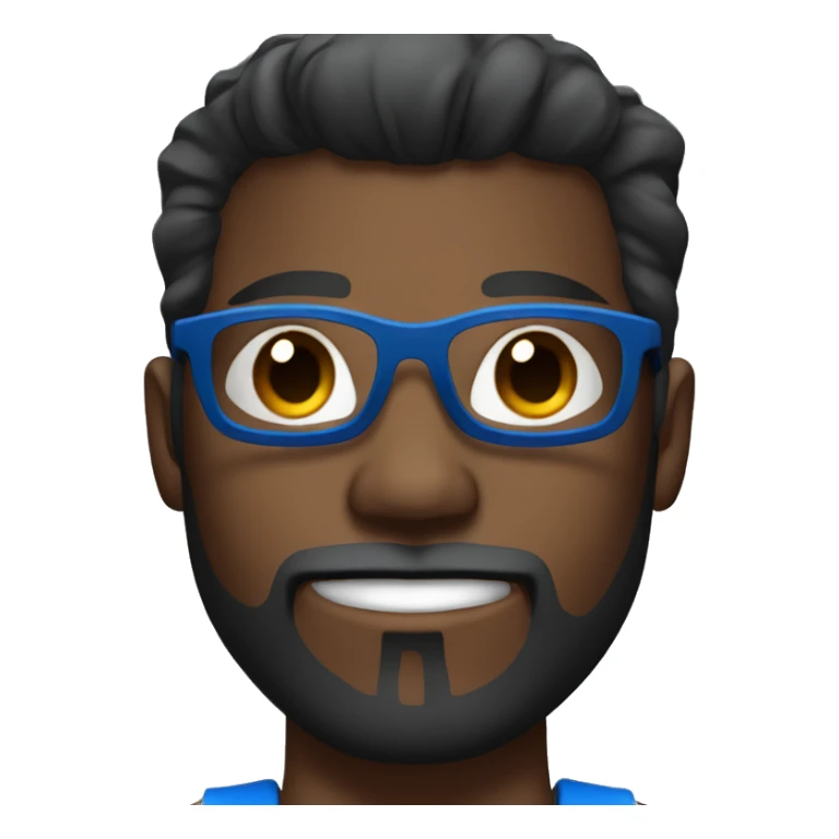 Dark-skin bodybuilder, with beard and blue glasses sticker
