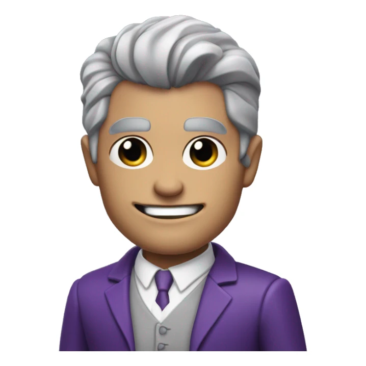 fully  body character, two-face, harvey dent, batman villian, right side of face purple, grey hair sticker