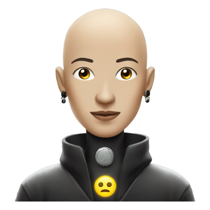 bald futuristic zen with black earrings sticker