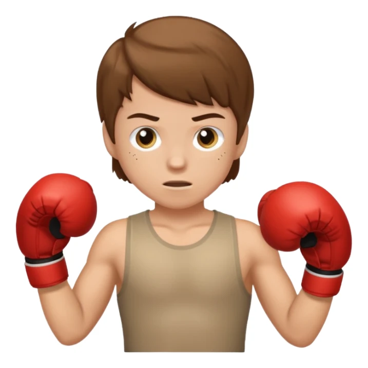 a white kid with brown hair boxing sticker