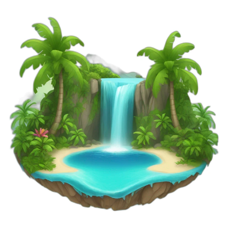 paradise island with a water fall sticker