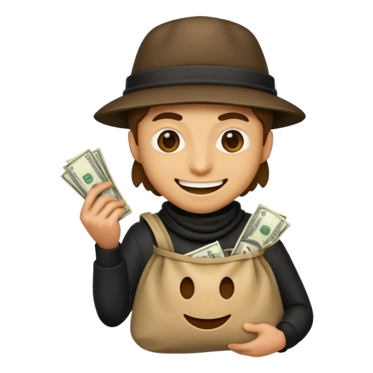 Robber emoji holding a bag of money sticker