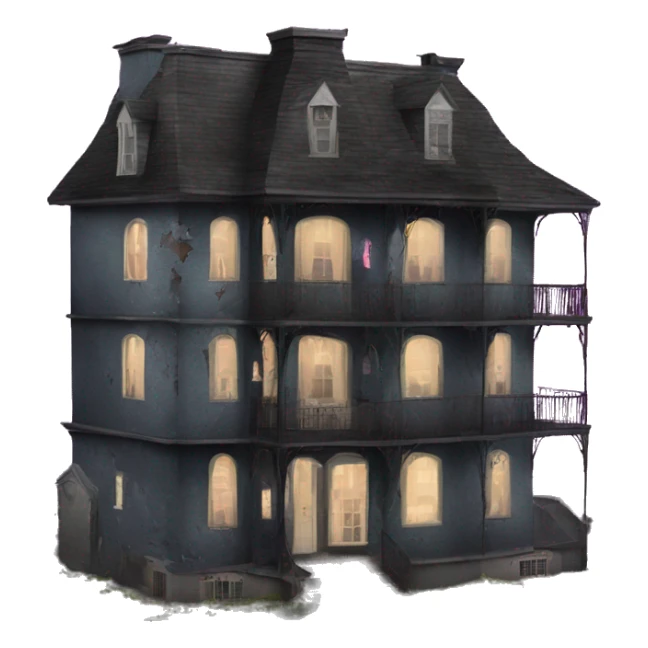Dark dilapidated 8 story Haunted Barbie manor hotel with attached garage  sticker