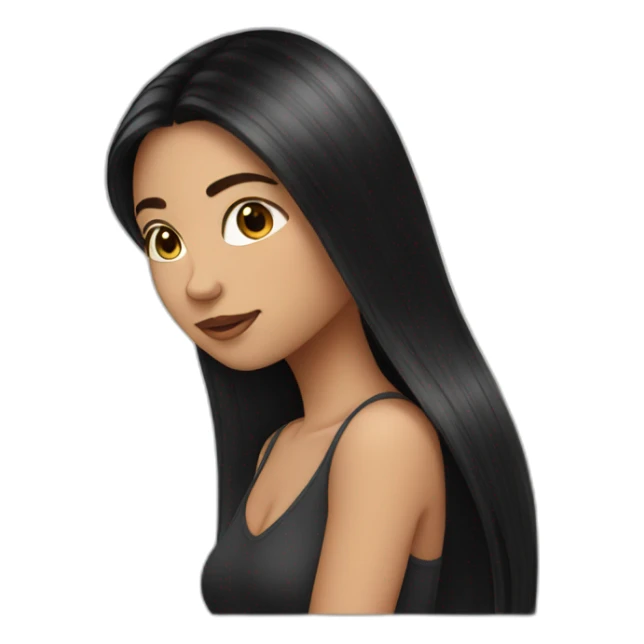 girl long black straigh hair sticker
