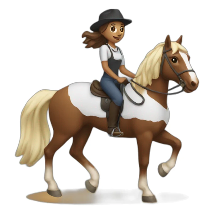 woman riding a horse with bib 54 sticker